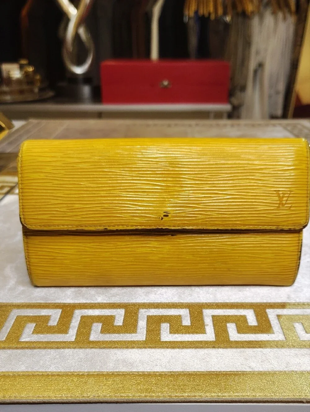 Louis Vuitton Yellow Epi Leather Fold-Over Wallet Porte Tresor internat'l Long